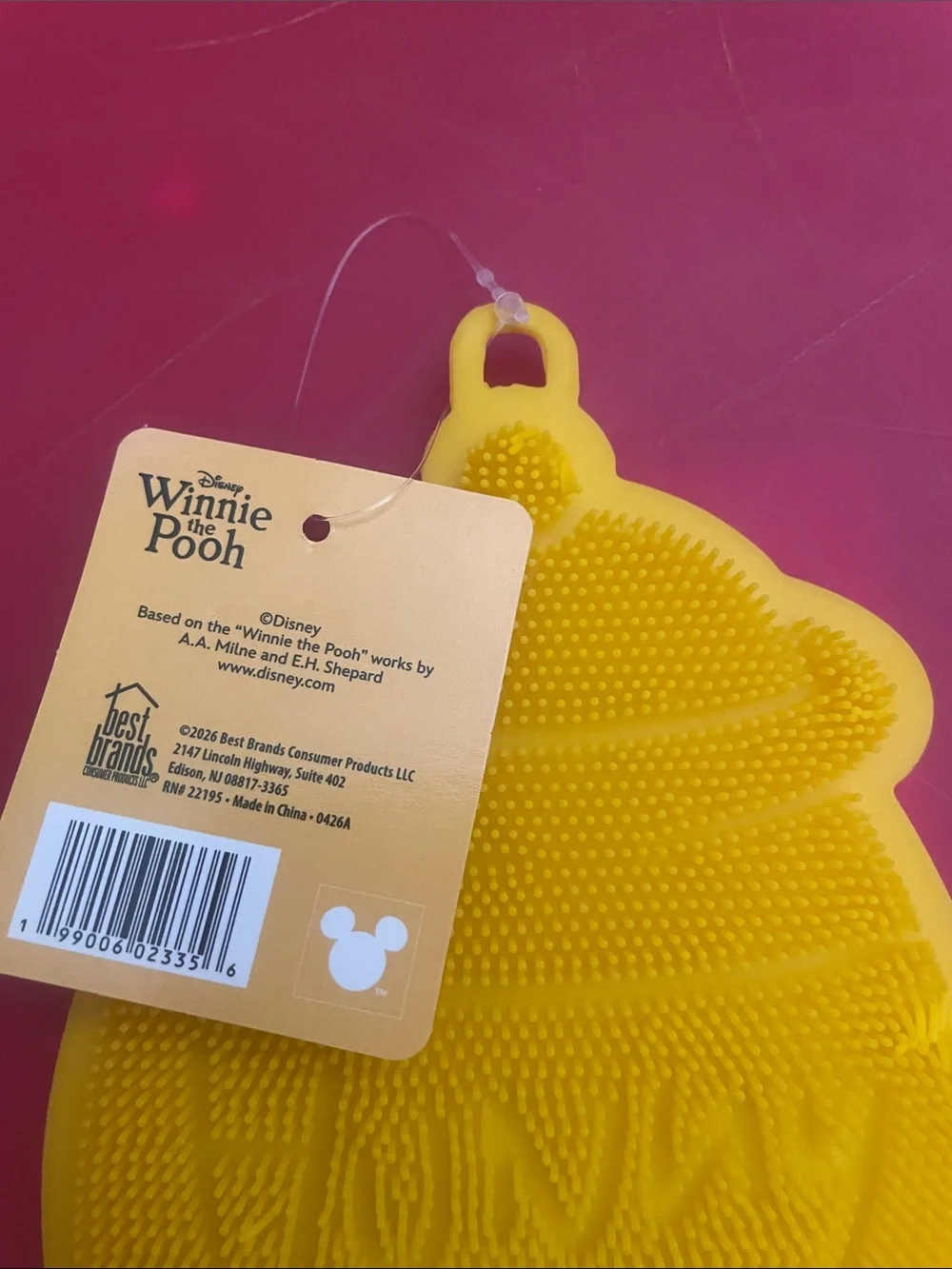 Disney Winnie the Pooh Yellow Silicone Bath Scrubber